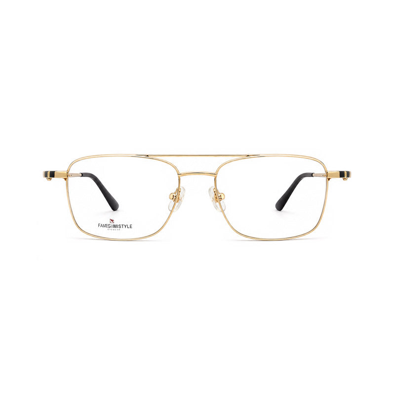 Pilot Optical Frame - Gold Metal Aviator Eyeglasses with Black Tips