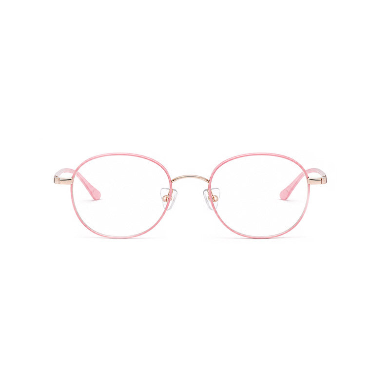 Rose Optical Frame - Pink & Silver Metal Round Eyeglasses with Delicate Design-zoom-1