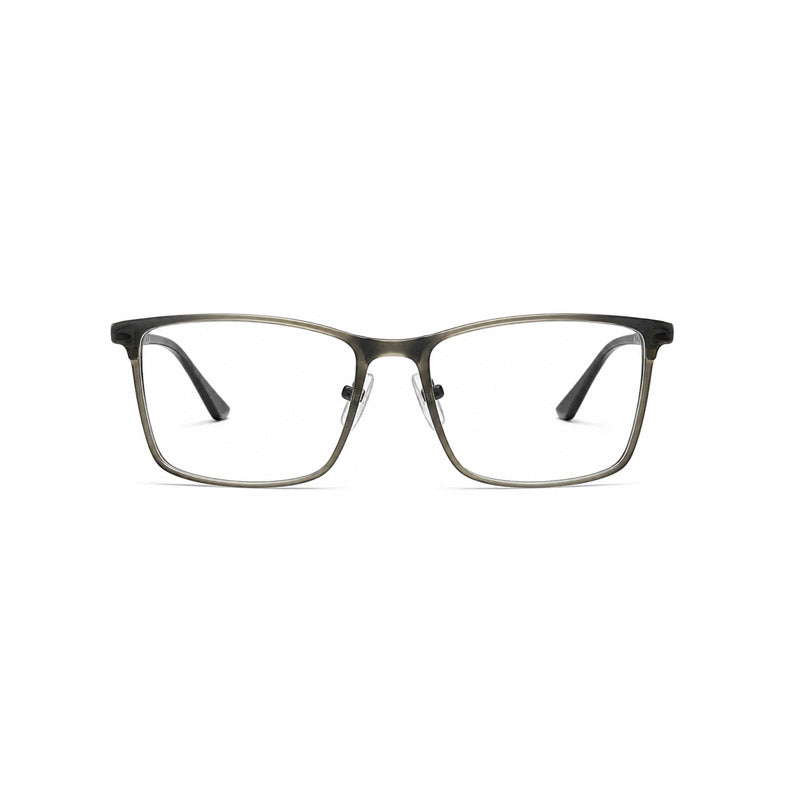 Rectangle Eyeglasses - Olive Green Metal with Silver Temples