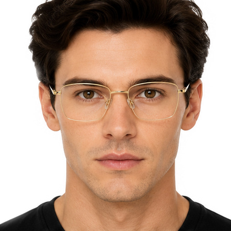 Signature Optical Frame - Gold Metal Square Eyeglasses-zoom-6