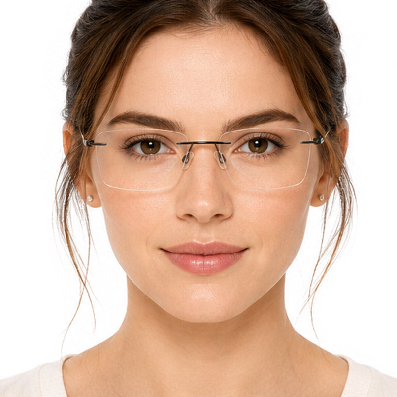 Sleek Black Temple Rimless Eyeglasses - Timeless Lightweight Frame-zoom-7
