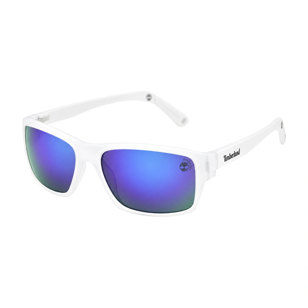 Timberland TB00017 | White Rectangular Blue-Purple Mirrored Sunglasses