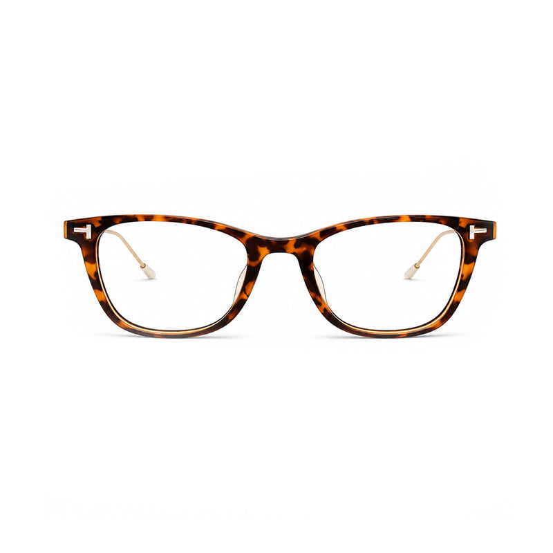 Tortoise Round Eyeglasses with Gold Metal Temples-zoom-1