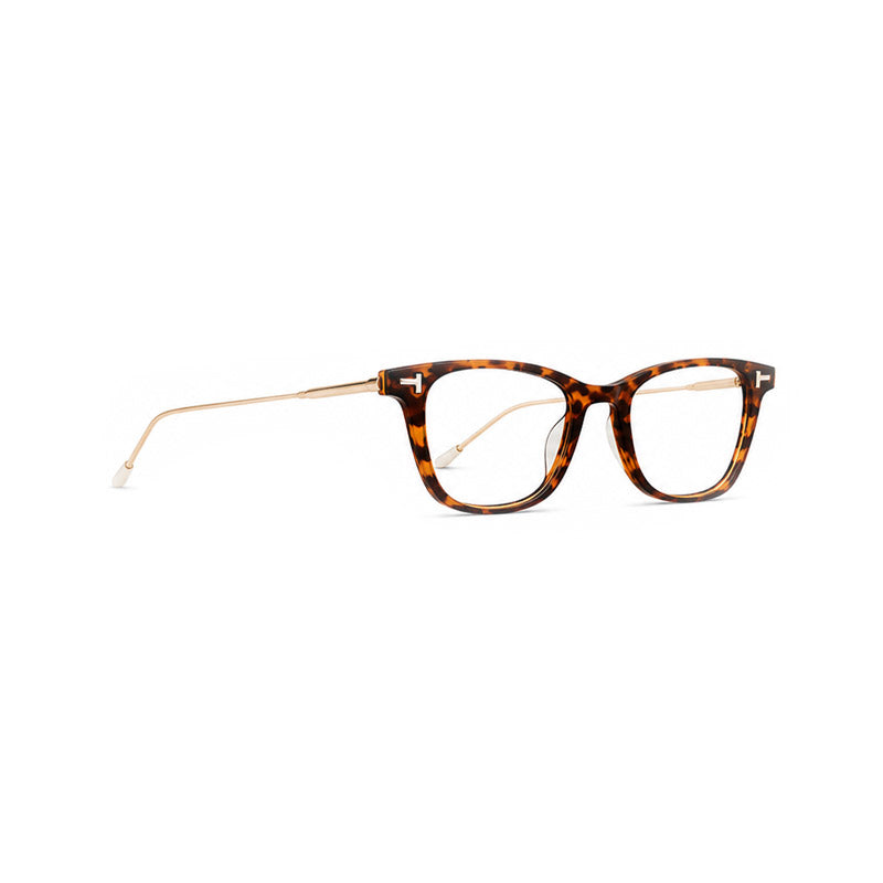 Tortoise Round Eyeglasses with Gold Metal Temples-zoom-2