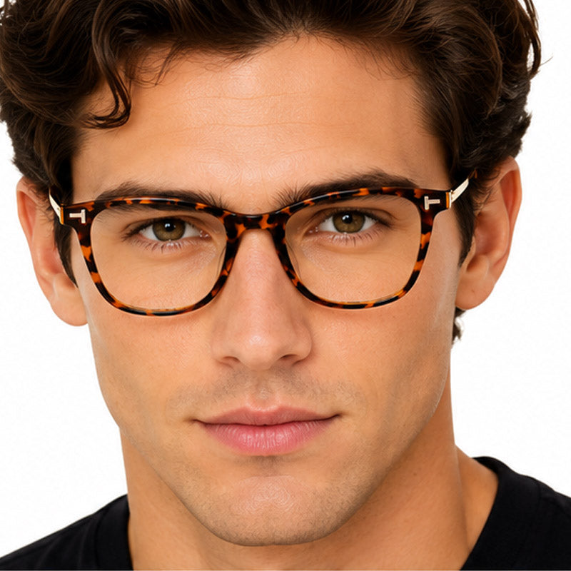 Tortoise Round Eyeglasses with Gold Metal Temples-6