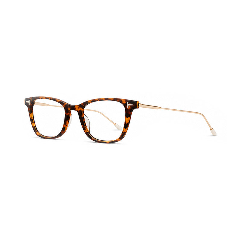 Tortoise Round Eyeglasses with Gold Metal Temples-zoom-3