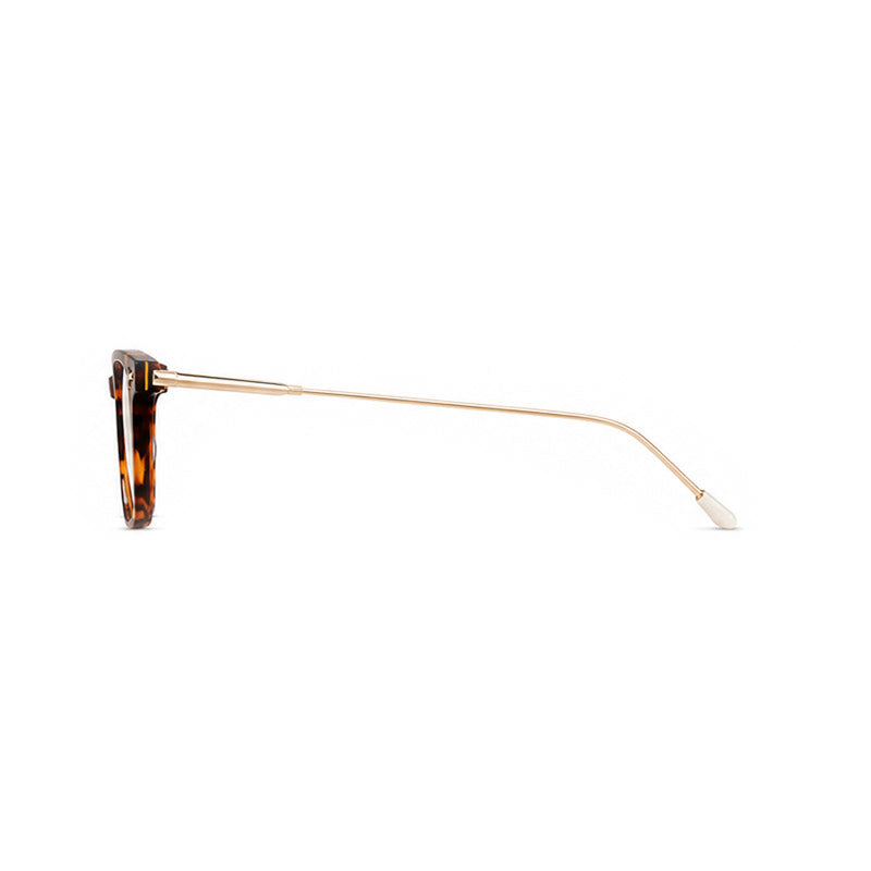 Tortoise Round Eyeglasses with Gold Metal Temples-4
