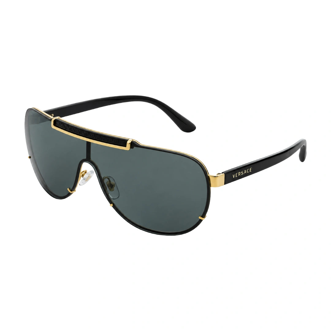 Versace VE2140 | Shield Sunglasses with Greek Key Browbar