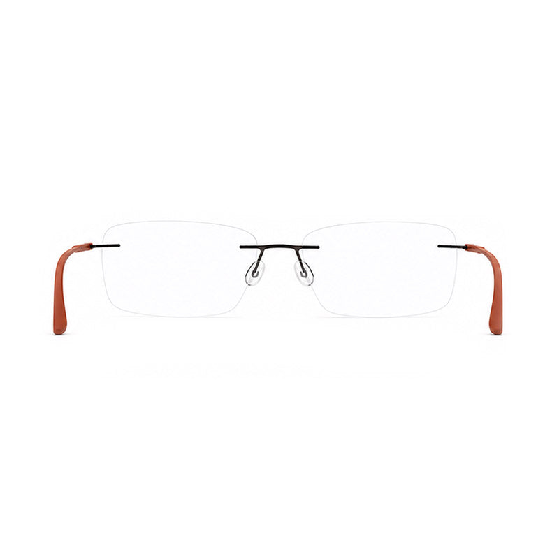 Warm Terracotta Temple Rimless Eyeglasses - Sophisticated Lightweight Frame-zoom-5