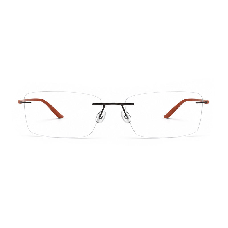 Warm Terracotta Temple Rimless Eyeglasses - Sophisticated Lightweight Frame-zoom-1