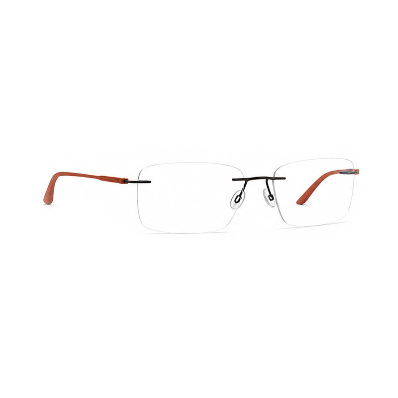 Warm Terracotta Temple Rimless Eyeglasses - Sophisticated Lightweight Frame-zoom-