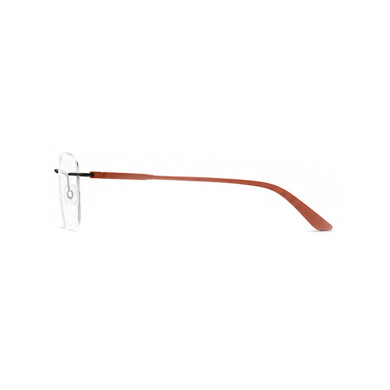 Warm Terracotta Temple Rimless Eyeglasses - Sophisticated Lightweight Frame-4