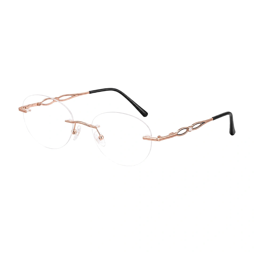 Zoe Miller ZMA-9156 | Rimless Oval Filigree Prescription Eyeglasses-2
