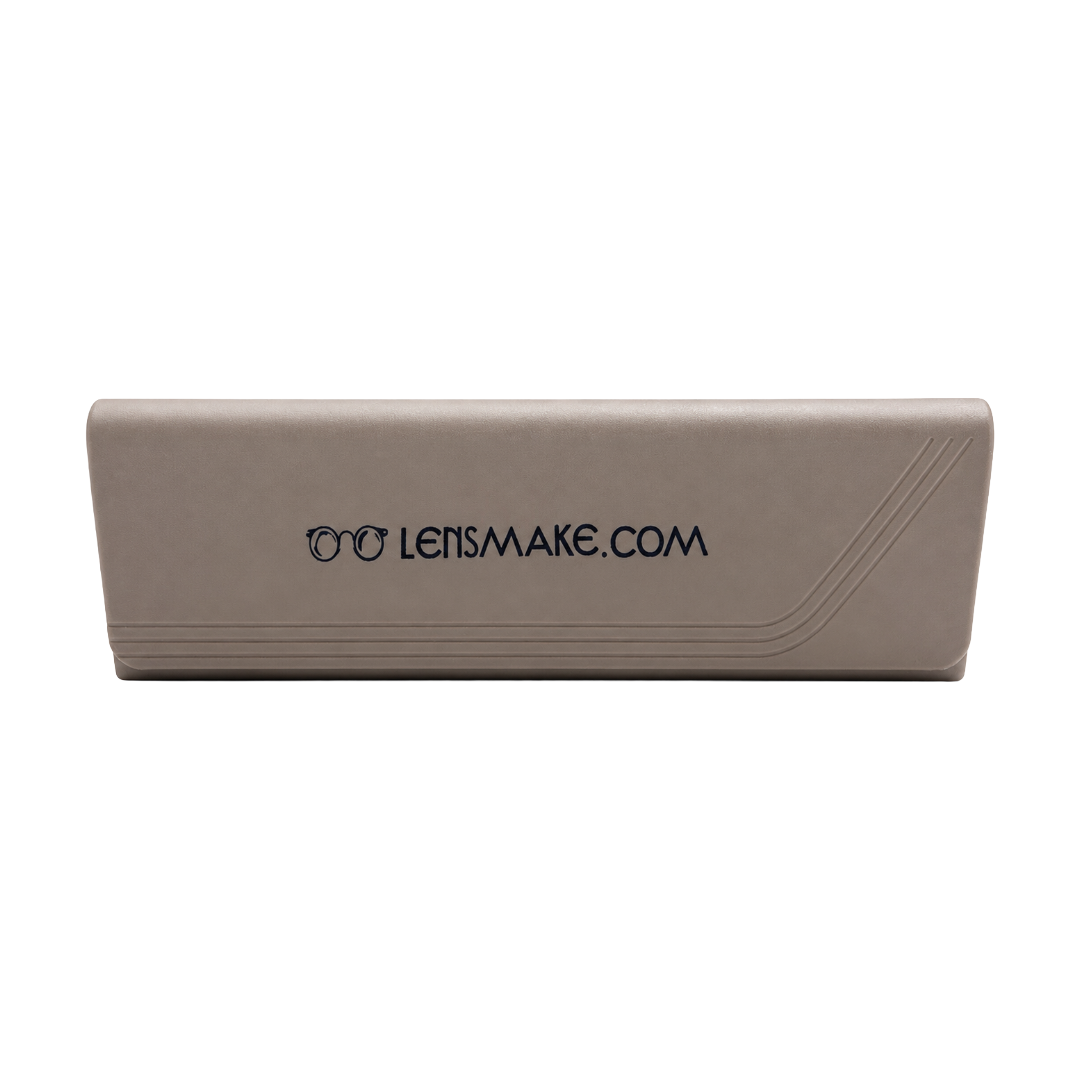 Lensmake brown premium plastic pin clasp glasses case with diagonal groove detail