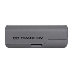 Lensmake grey plastic hard shell glasses case with push-button latch closure