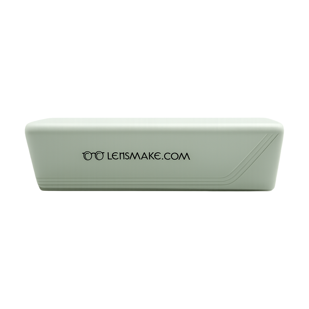 Lensmake mint green premium plastic pin clasp glasses case with diagonal groove detail