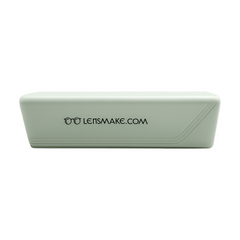 Lensmake mint green premium plastic pin clasp glasses case with diagonal groove detail