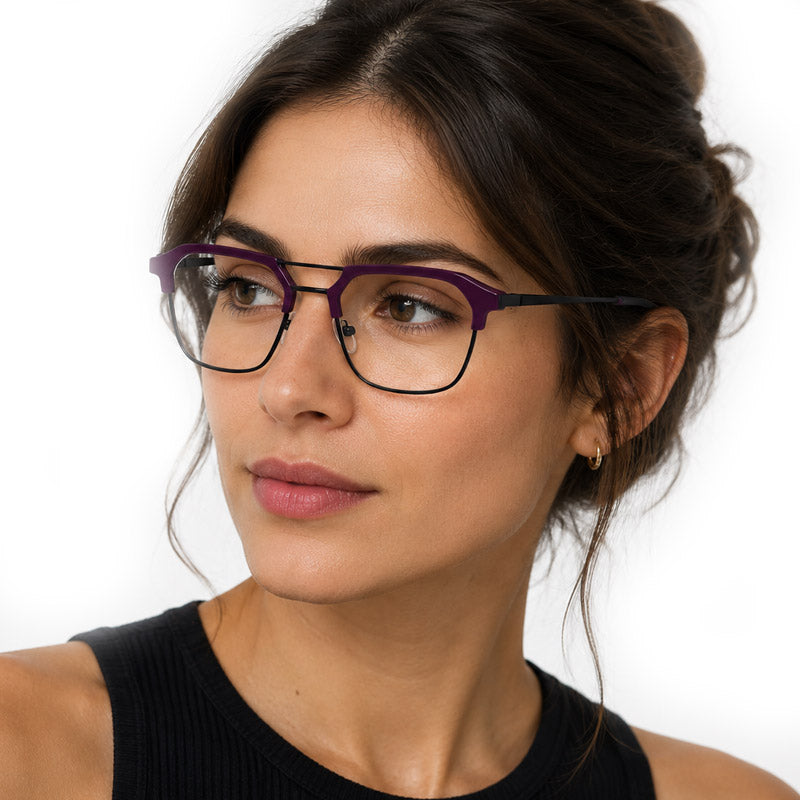 GT Eyewear Modern Geometric Semi-Rimless Double Bridge Rectangle Frame-6