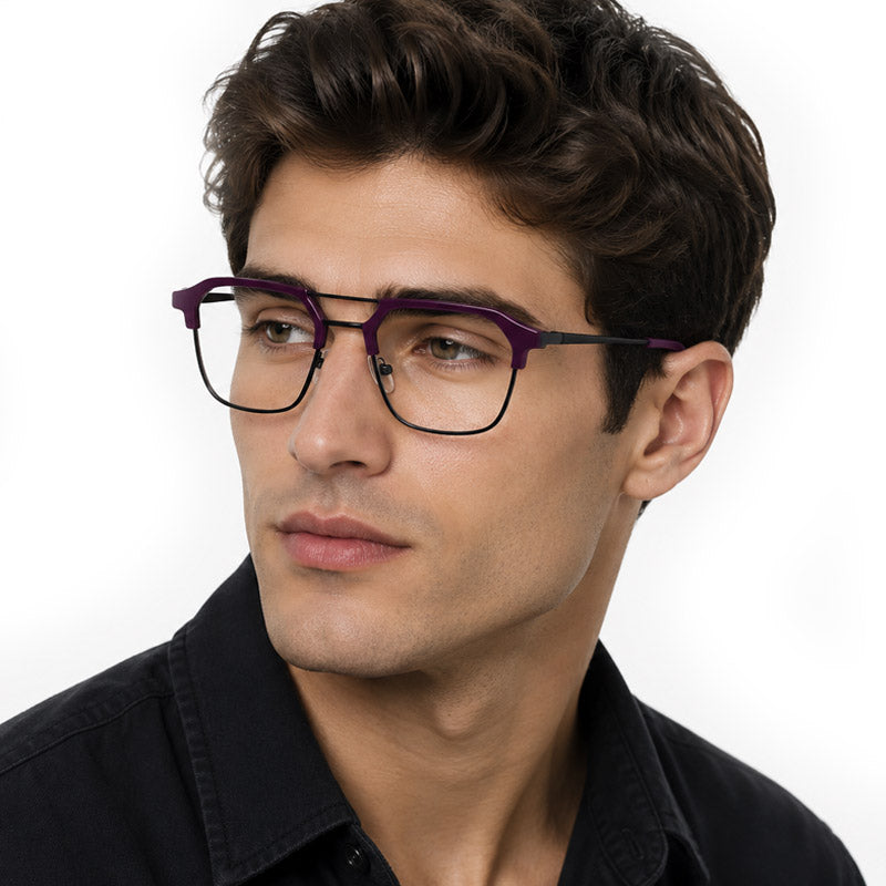 GT Eyewear Modern Geometric Semi-Rimless Double Bridge Rectangle Frame-7