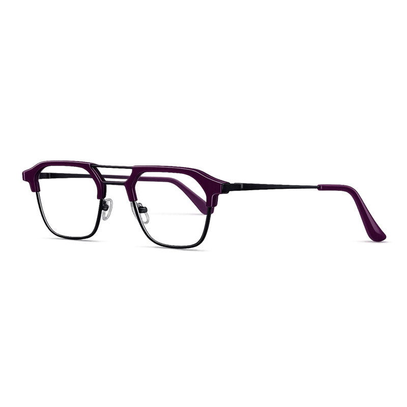 GT Eyewear Modern Geometric Semi-Rimless Double Bridge Rectangle Frame-4
