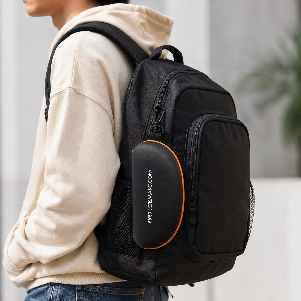 Lensmake Zipper Glasses Pouch — Black with Orange Zip-5