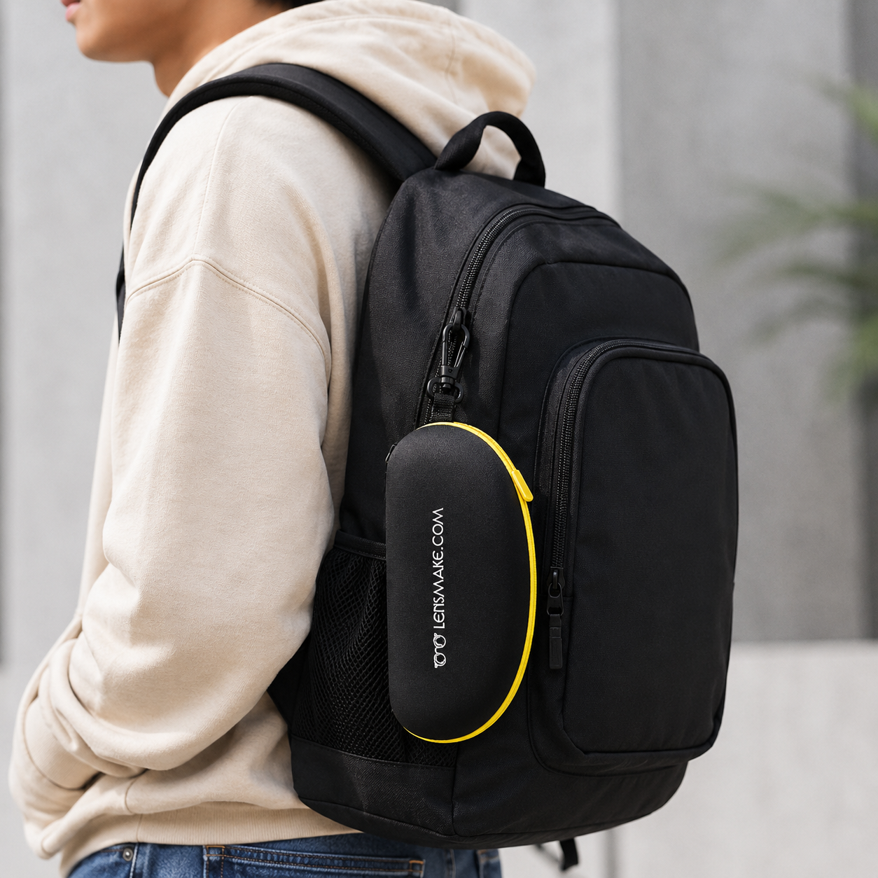 Lensmake Zipper Glasses Pouch — Black with Yellow Zip-zoom-5