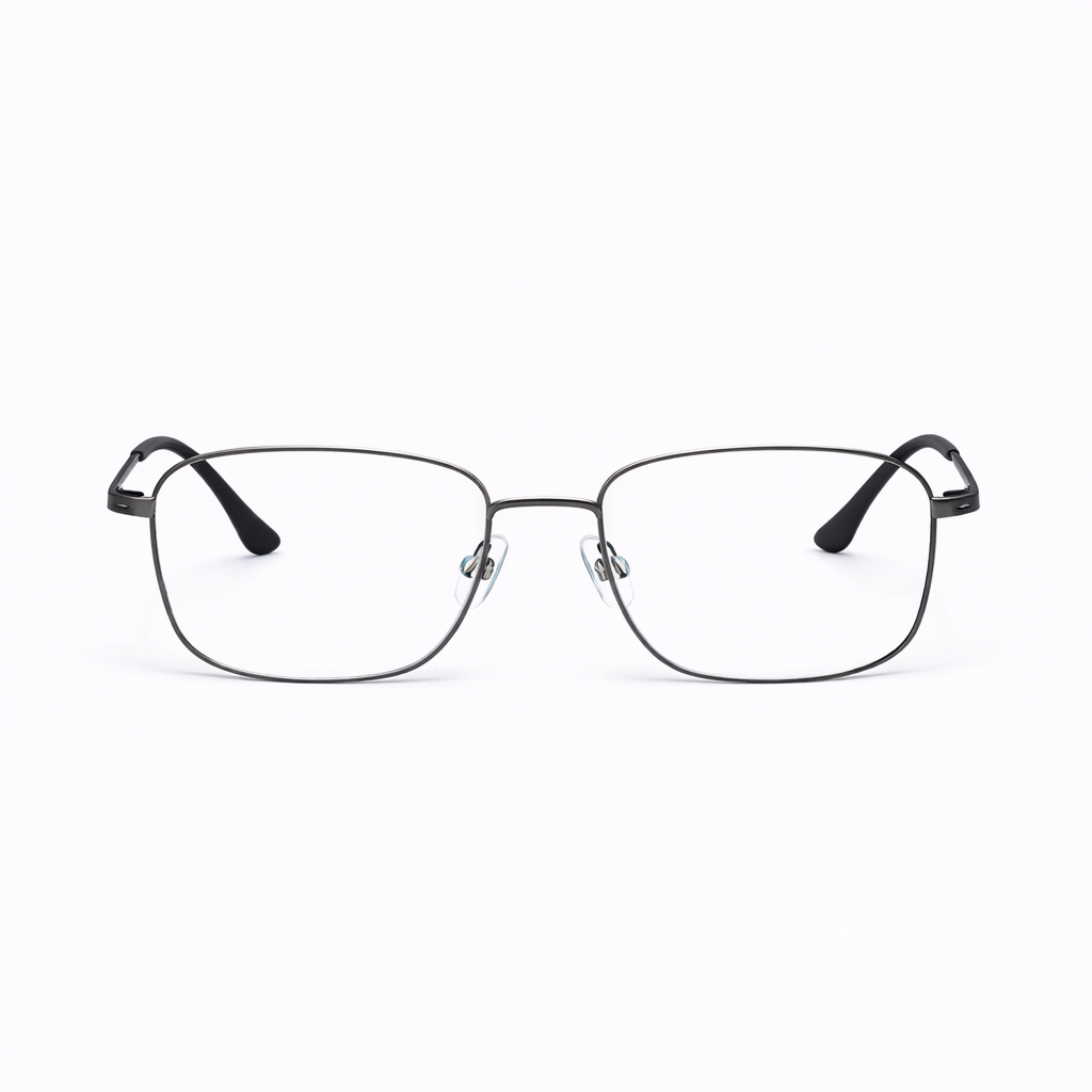 Premium Metal Rectangle Eyeglasses - Gunmetal Full-Rim Classic Frame-9