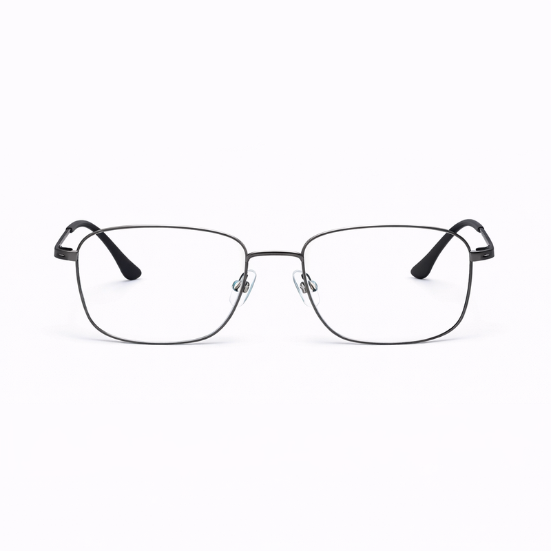 Premium Metal Rectangle Eyeglasses - Gunmetal Full-Rim Classic Frame-zoom-