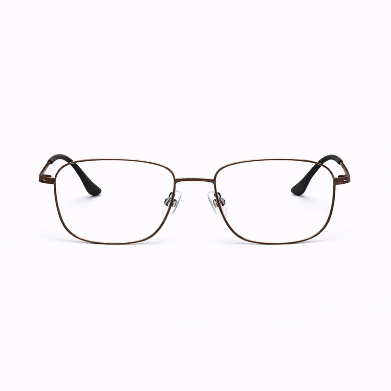 Premium Metal Rectangle Eyeglasses - Gunmetal Full-Rim Classic Frame-zoom-