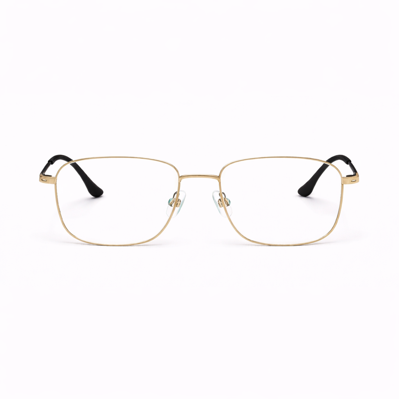 Premium Metal Rectangle Eyeglasses - Gunmetal Full-Rim Classic Frame-zoom-