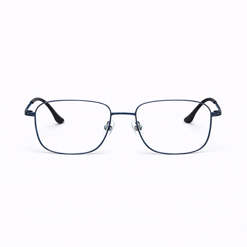 Premium Metal Rectangle Eyeglasses - Gunmetal Full-Rim Classic Frame-10