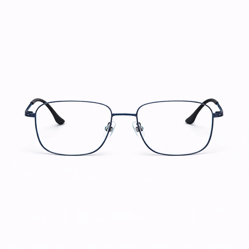 Premium Metal Rectangle Eyeglasses - Gunmetal Full-Rim Classic Frame-zoom-